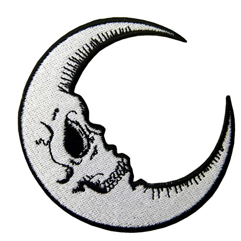 Rocking Planet Luna Patch Grinning Skull Face Embroidered Moon Applique Iron On Sew On Emblem - Image 3
